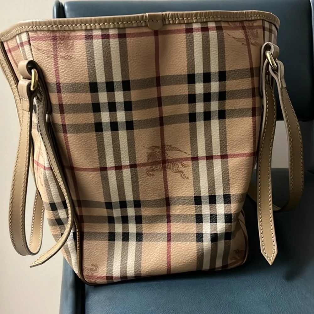 Unique Burberry tote /suede panels - Picture 2 of 11